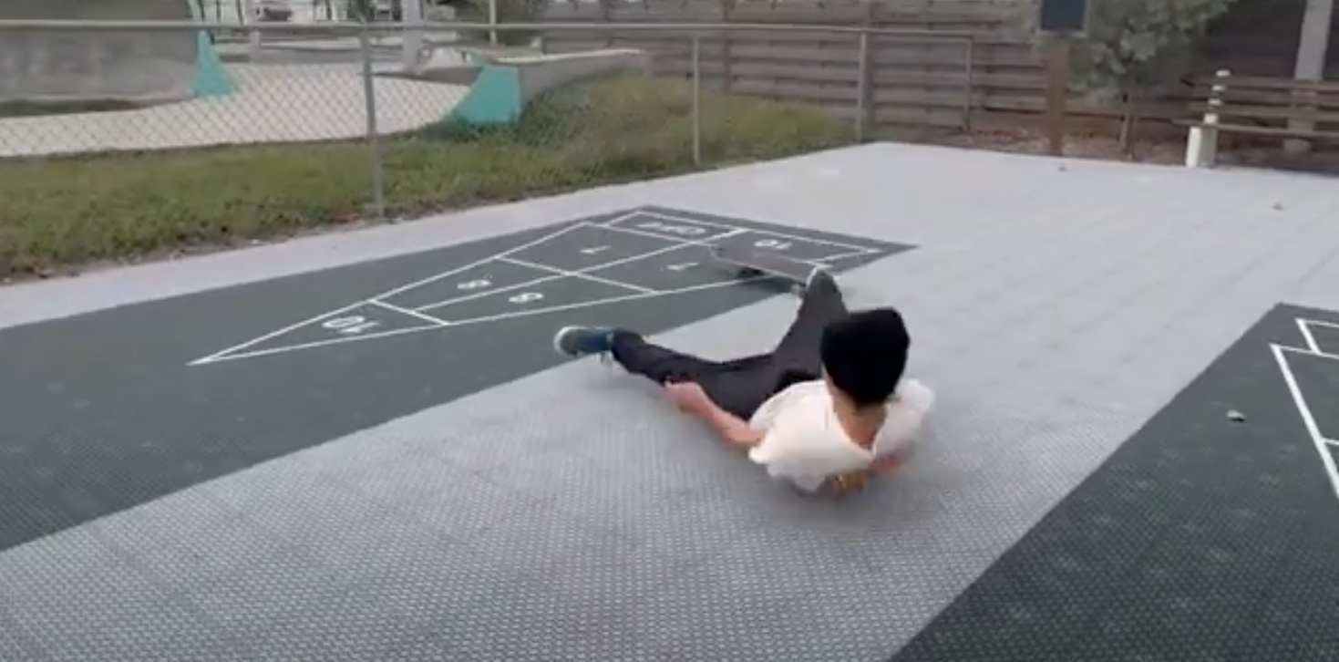 Mykel Garcia ripping it up in and out of the skate park.