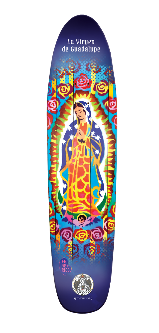 La Virgen de Guadalupe Pintail Longboard Deck - NEW – Motherboards