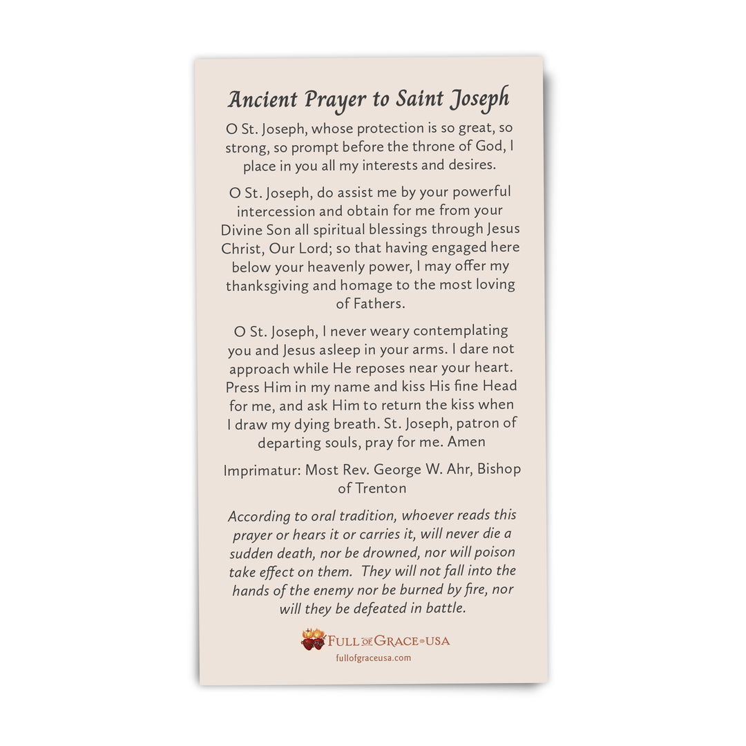 NEW:  Ancient Prayer to St Joseph Holy Card