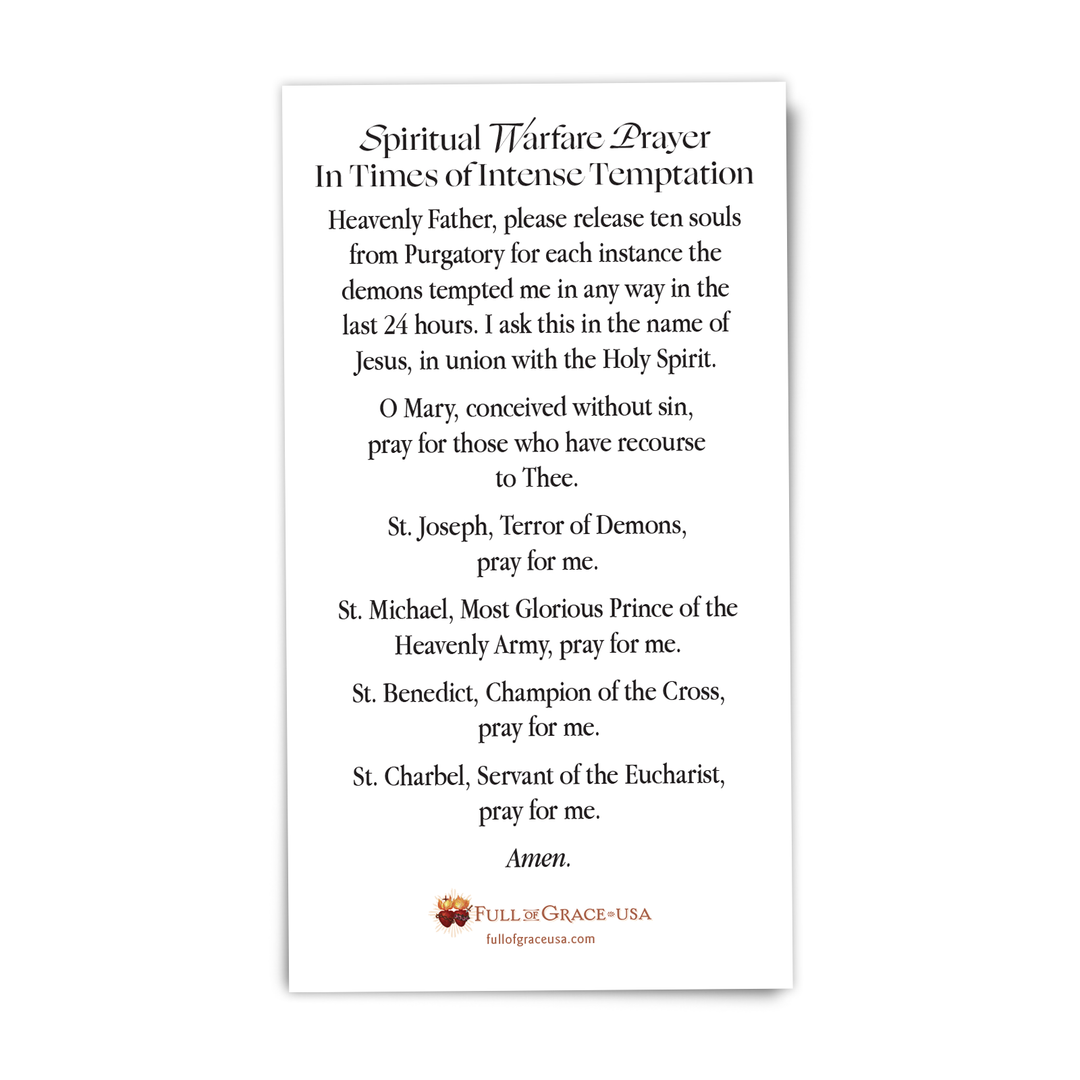 NEW:  Spiritual Warfare Prayer in Times of Intense Temptation Holy Card
