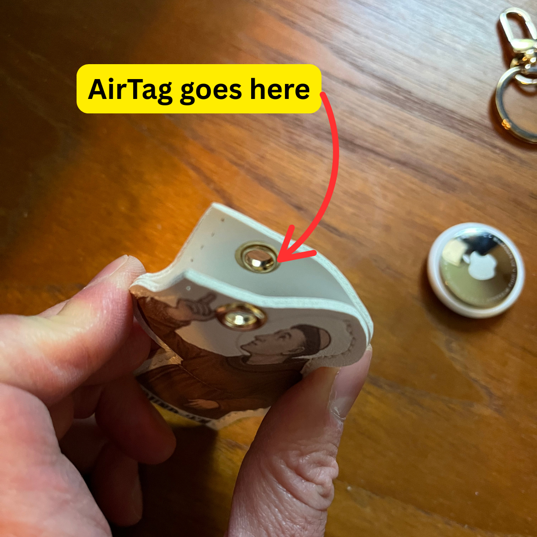 St. Anthony "Found Em" AirTag Holder Keychain