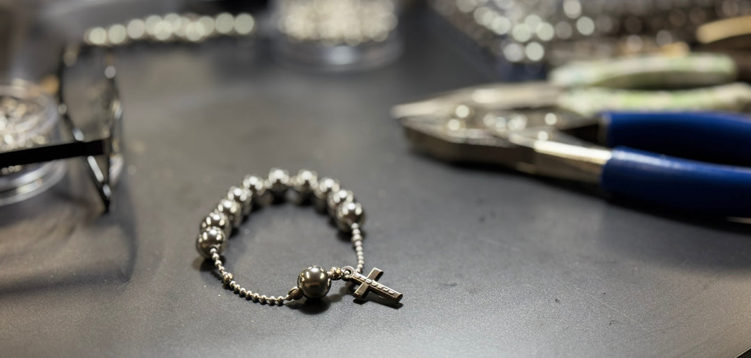 Knuckle Rosary STAINLESS STEEL - Fashioned for Men, NEW