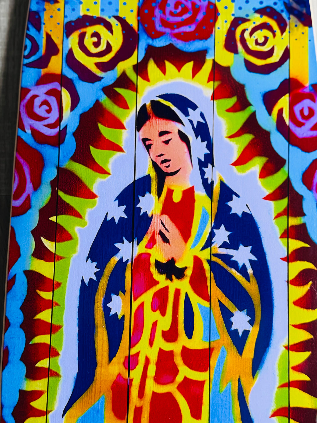 La Virgen de Guadalupe Pintail Longboard Deck - NEW