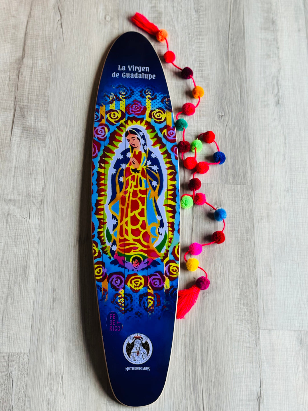 La Virgen de Guadalupe Pintail Longboard Deck - NEW
