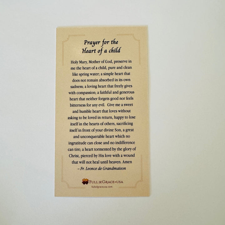 Prayer for the Heart of a Child Holy Card, NEW