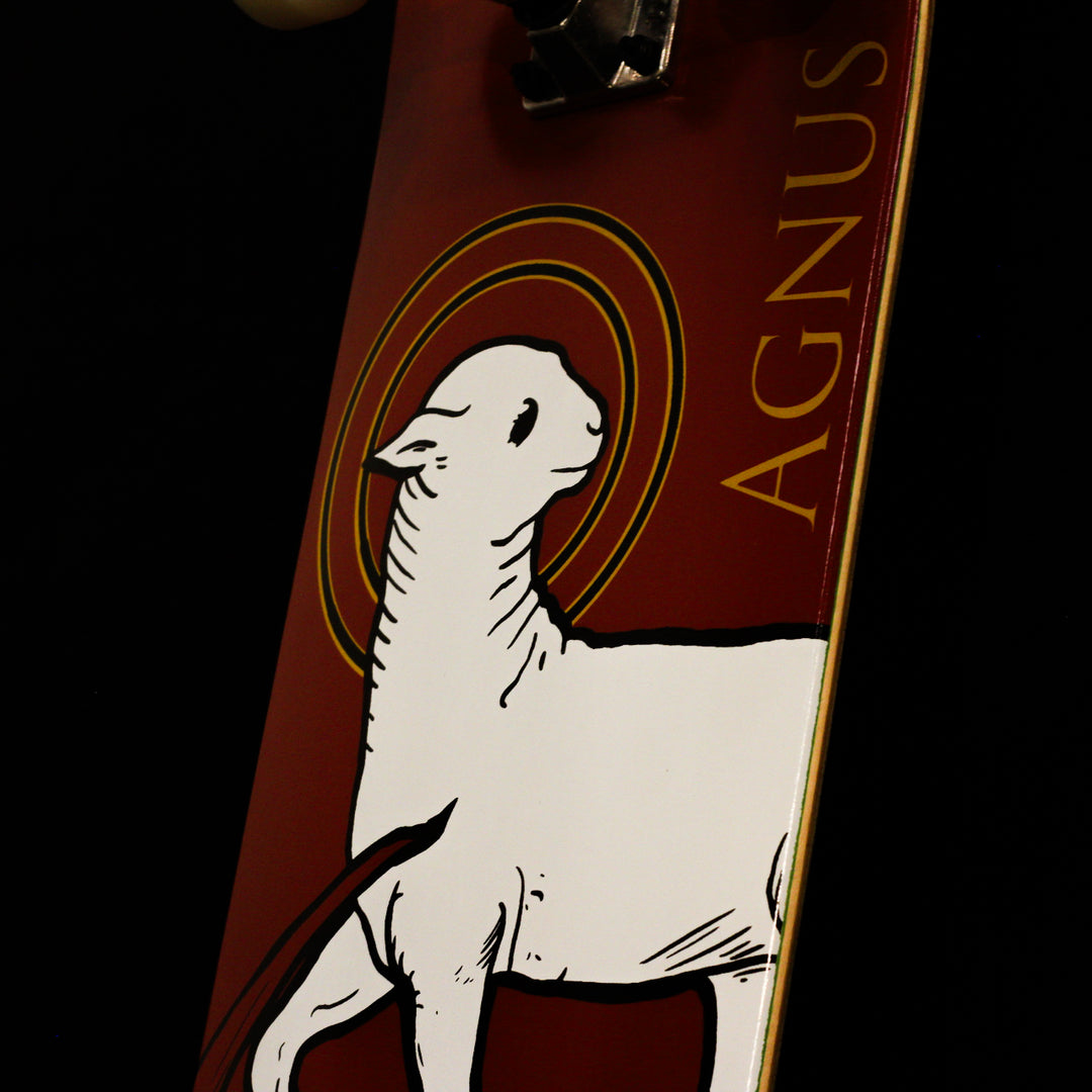 Red Agnus Dei (Lamb of God) Complete Skateboard 8.0 steep