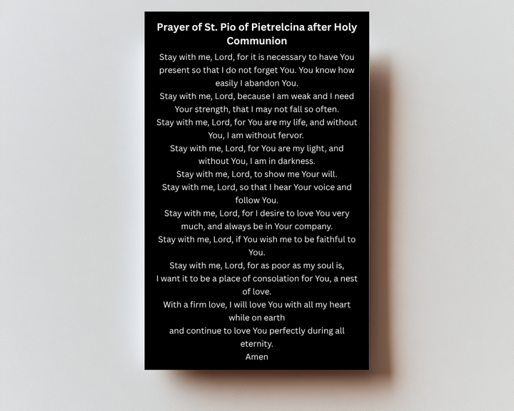 St Padre Pio's Prayer after Holy Communion Premium Metal Prayer Card