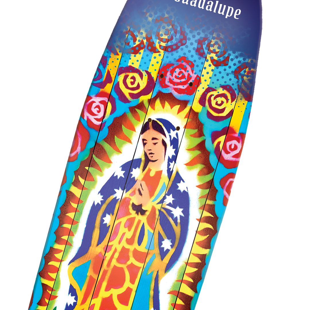La Virgen de Guadalupe Pintail Longboard Deck - NEW