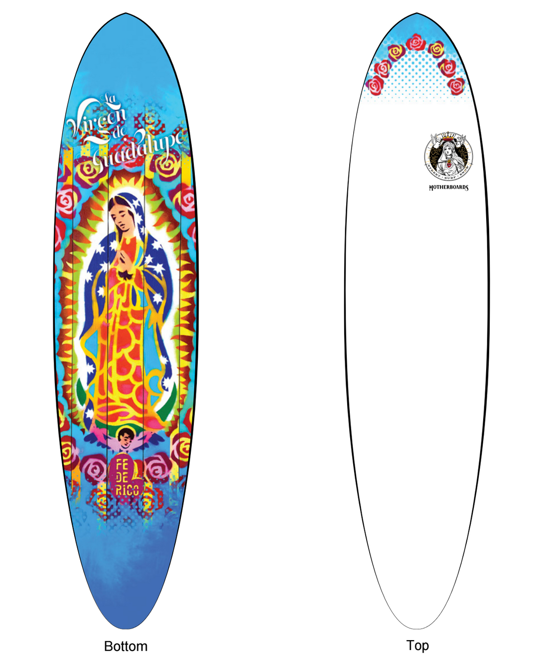 La Virgen de Guadalupe Surfboard - Funboard Model*