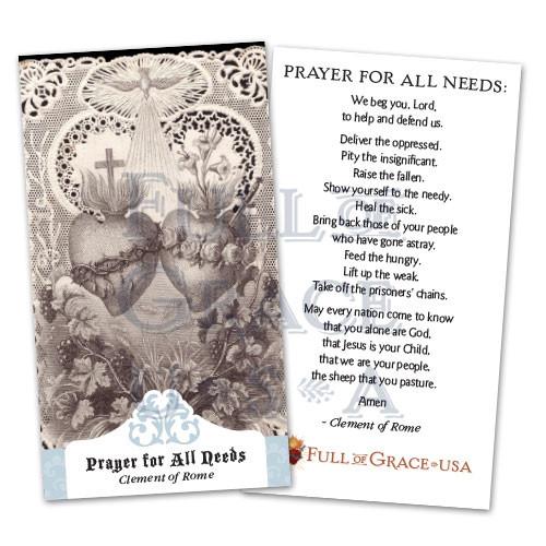 Prayer for All Needs Holy Cards