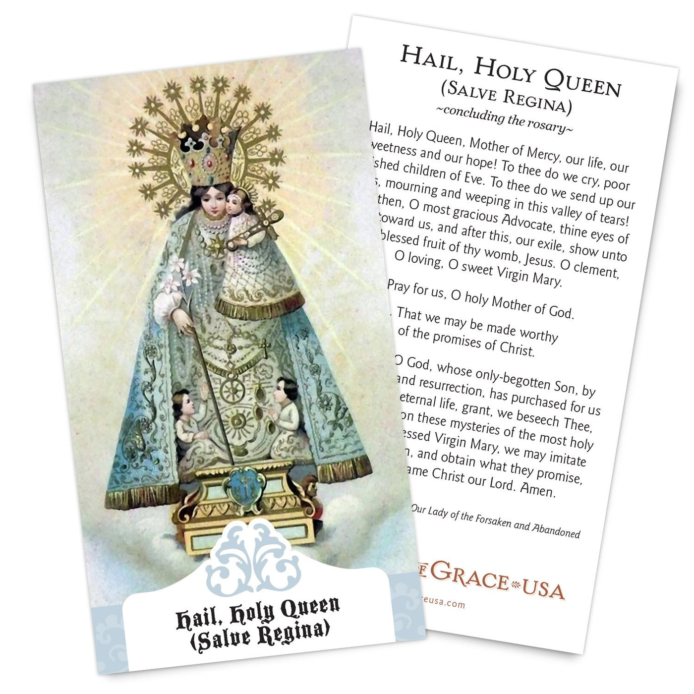 Hail, Holy Queen (Salve Regina) Holy Card.