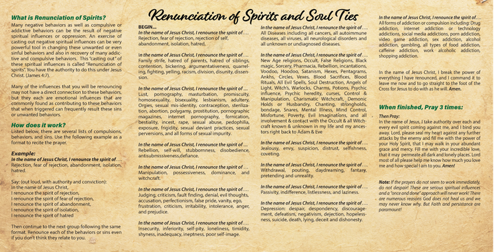 Renunciation of Spirits and Soul Ties