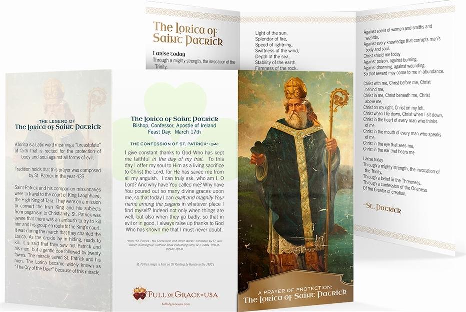 The Lorica of St. Patrick Trifold Holy Cards - Original Wallet Size (3" X 5")